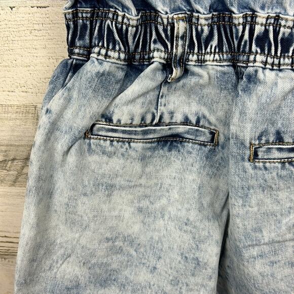 Blank NYC womens extra small button boho Denim shorts romper new elastic waist - Picture 9 of 10